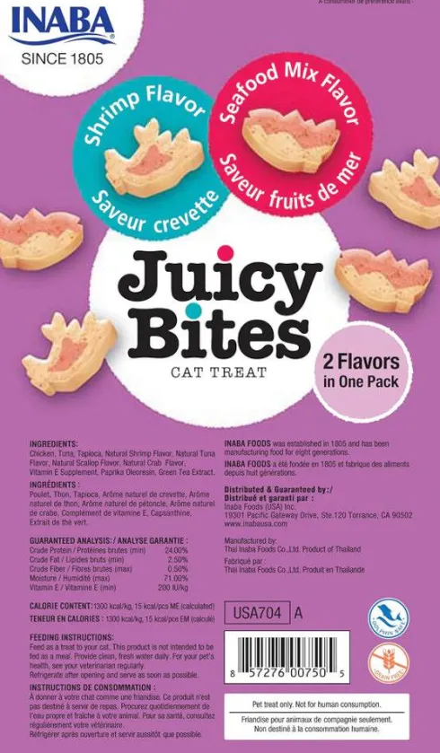 Inaba Ciao Juicy Bites Shrimp&Seafood Mix Przysmak dla kota op. 3x11.3g