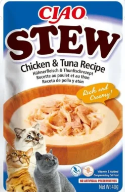 Inaba Ciao Stew Chicken with tuna recipe Mokra Karma dla kota op. 40g
