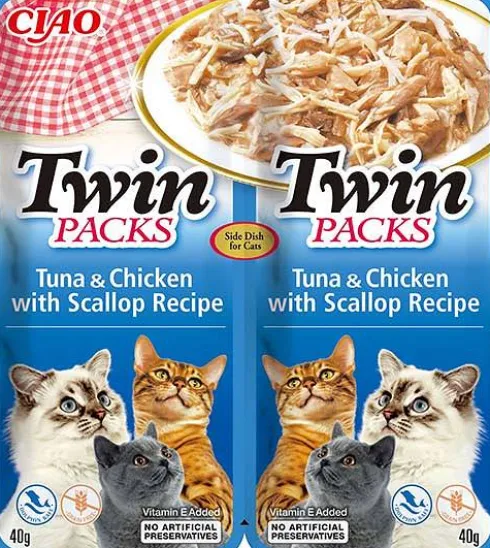 Inaba Ciao Twin Packs Tuna&Chicken&Scallop Recipe Mokra Karma dla kota op. 2x40g