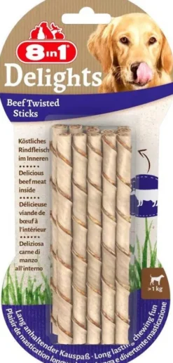 8in1 Gryzak Delights Beef Twisted Sticks dla psa