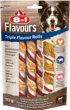 8in1 Gryzak Triple Flavour Rolls dla psa op. 113g