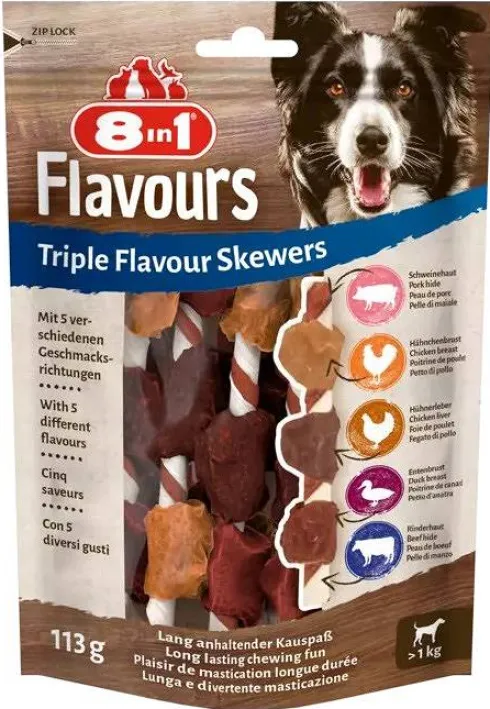 8in1 Gryzak Triple Flavour Skewers dla psa op. 113g