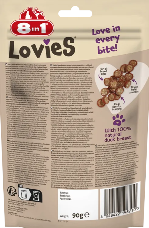 8in1 Lovies Training Treats Duck Bites Przysmak treningowy dla psa op. 90g