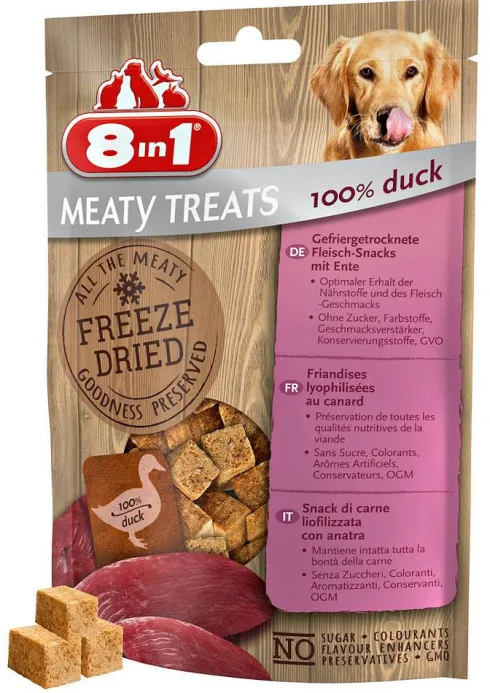 8in1 Meaty Treats Freeze Dried Kaczka Przysmaki liofilizowane dla psa op. 50g