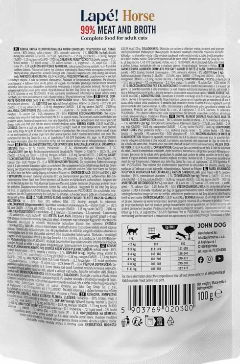 John Dog Adult Lapé Konina Mokra Karma dla kota op. 100g