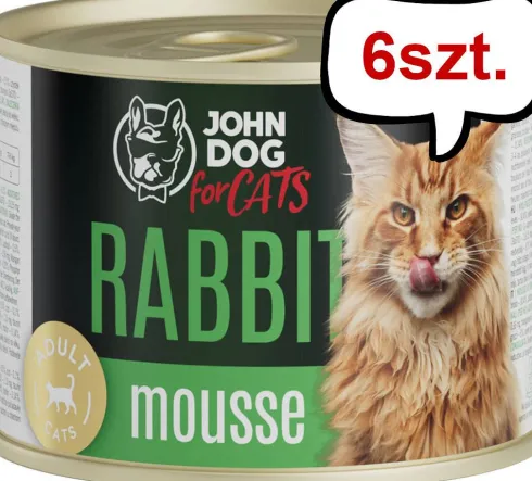 John Dog Adult Rabbit Mousse Mokra Karma dla kota op. 200g Pakiet 6szt.