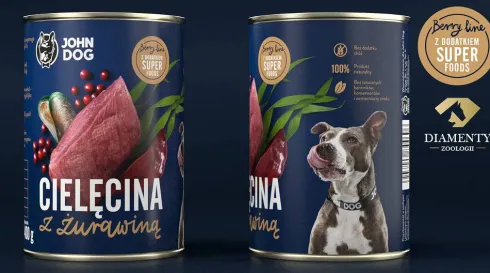 John Dog Berry line Adult Cielęcina z żurawiną Mokra Karma dla psa op. 400g Pakiet 6szt.