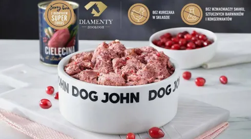 John Dog Berry line Adult Cielęcina z żurawiną Mokra Karma dla psa op. 400g Pakiet 6szt.