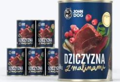 John Dog Berry line Adult Dziczyzna z malinami Mokra Karma dla psa op. 400g Pakiet 6szt.