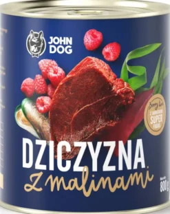 John Dog Berry line Adult Dziczyzna z malinami Mokra Karma dla psa op. 800g