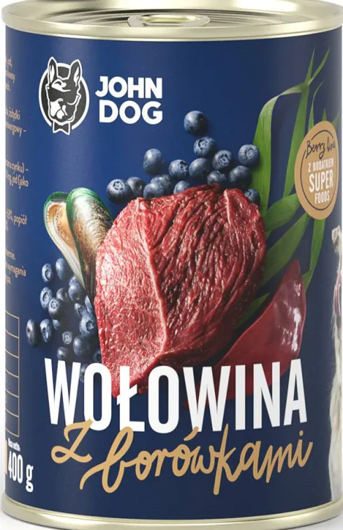 John Dog Berry line Adult Wołowina z borówką Mokra Karma dla psa op. 400g