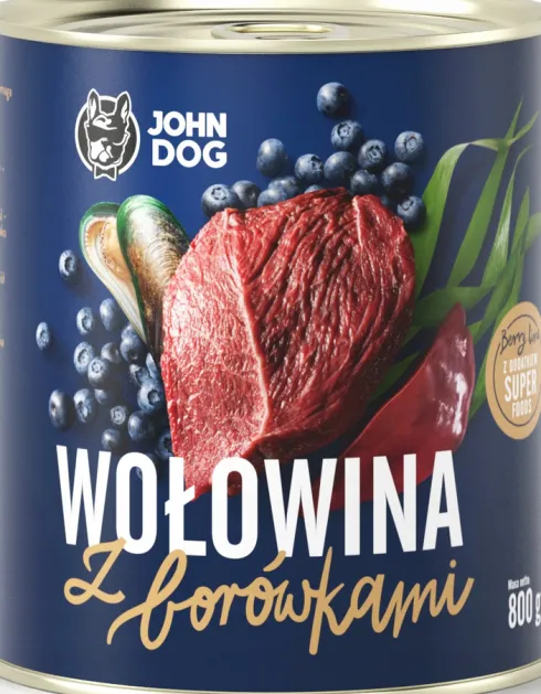John Dog Berry line Adult Wołowina z borówkami Mokra Karma dla psa op. 800g