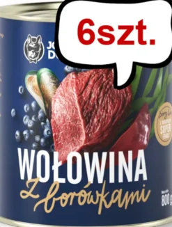 John Dog Berry line Adult Wołowina z borówkami Mokra Karma dla psa op. 800g Pakiet 6szt