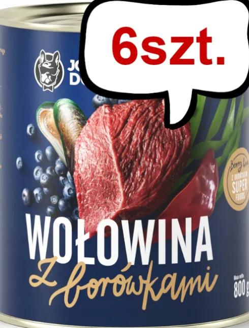 John Dog Berry line Adult Wołowina z borówkami Mokra Karma dla psa op. 800g Pakiet 6szt
