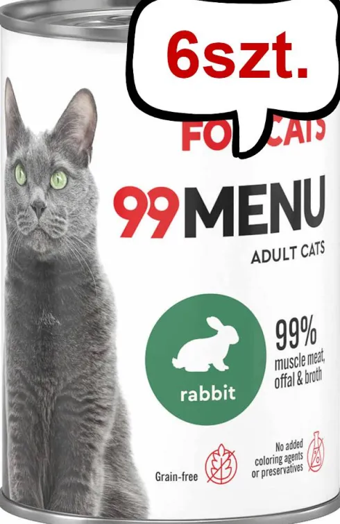 John Dog 99 Menu Adult Rabbit Mokra Karma dla kota op. 400g Pakiet 6szt.