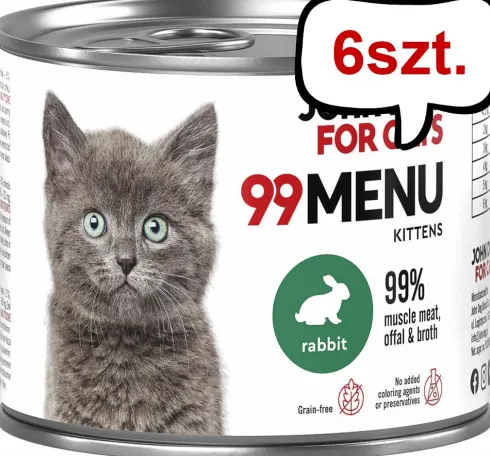 John Dog 99 Menu Kitten Rabbit Mokra Karma dla kociąt op. 200g Pakiet 6szt.