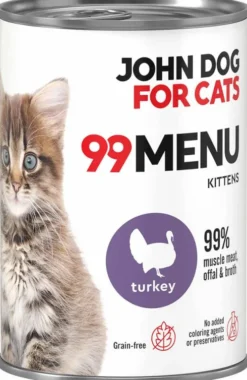 John Dog 99 Menu Kitten Turkey Mokra Karma dla kociąt op. 400g Pakiet 6szt.