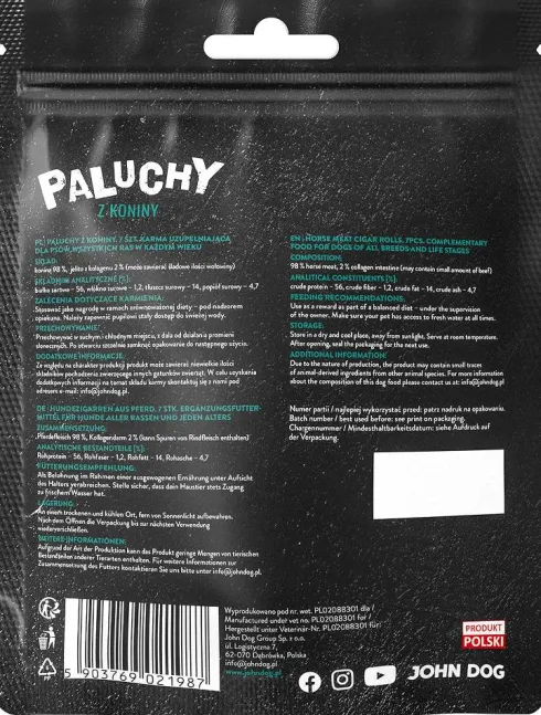 John Dog Premium Przysmak Paluchy z koniny dla psa op. 7szt.