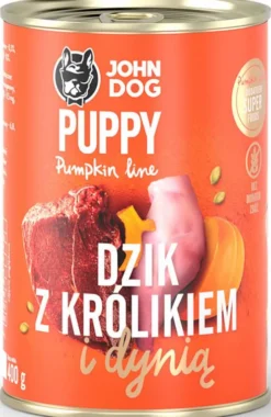 John Dog Pumpkin line Puppy Dzik z królikiem i dynią Mokra Karma dla psa op. 400g