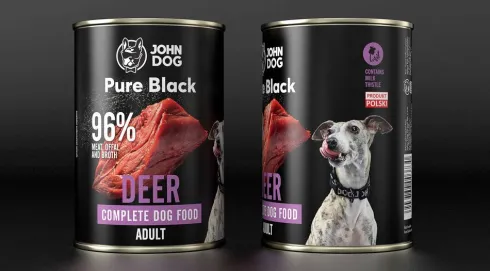 John Dog Pure Black Adult Deer Mokra Karma dla psa op. 400g Pakiet 6szt.