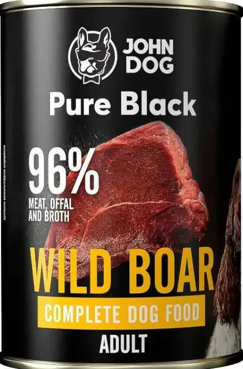 John Dog Pure Black Adult Wild Boar Mokra Karma dla psa op. 400g Pakiet 6szt.