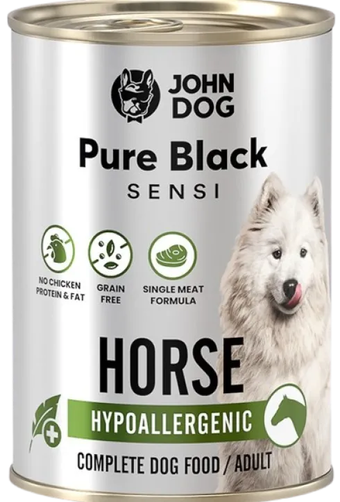 John Dog Pure Black Sensi Hypoallergenic Adult Konina Mokra Karma dla psa op. 400g