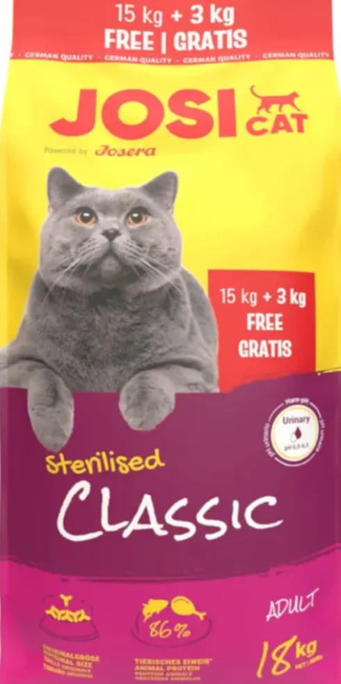 Josera Josicat Sterilised Classic Adult Sucha Karma dla kota op. 15kg+3kg (18kg)