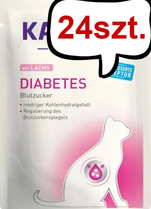 Kattovit Feline Diet Diabetes z łososiem (Lachs) Mokra Karma dla kota op. 85g Pakiet 24szt.