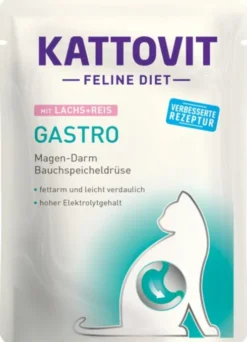 Kattovit Feline Diet Gastro z łososiem i ryżem (Lachs+Reis) Mokra Karma dla kota op. 85g Pakiet 24szt.