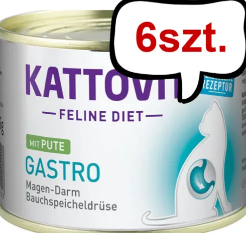 Kattovit Feline Diet Gastro z indykiem (Pute) Mokra Karma dla kota op. 185g Pakiet 6szt.