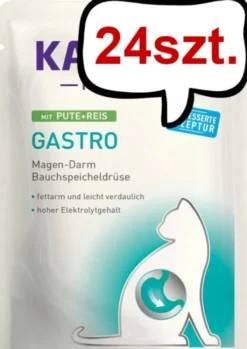 Kattovit Feline Diet Gastro z indykiem i ryżem (Pute+Reis) Mokra Karma dla kota op. 85g Pakiet 24szt.