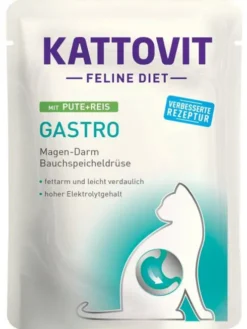 Kattovit Feline Diet Gastro z indykiem i ryżem (Pute+Reis) Mokra Karma dla kota op. 85g Pakiet 24szt.