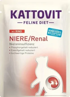 Kattovit Feline Diet Niere/Renal z wołowiną (Rind) Mokra Karma dla kota op. 85g Pakiet 24szt.