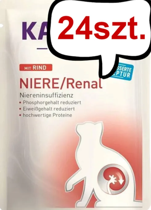Kattovit Feline Diet Niere/Renal z wołowiną (Rind) Mokra Karma dla kota op. 85g Pakiet 24szt.