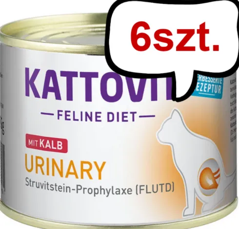 Kattovit Feline Diet Urinary z cielęciną (Kalb) Mokra Karma dla kota op. 185g Pakiet 6szt.