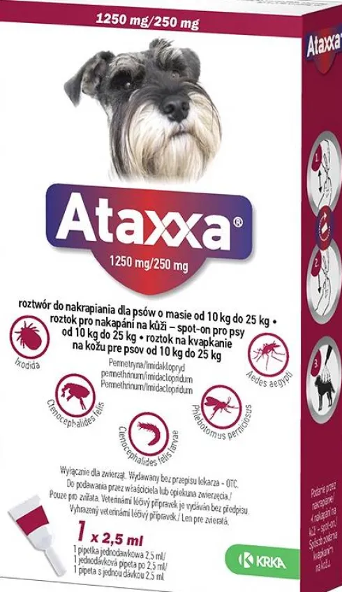 KRKA Ataxxa Krople na kleszcze i pchły dla psa 10-25kg op. 1x2.5ml