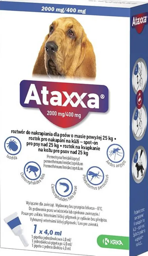 KRKA Ataxxa Krople na kleszcze i pchły dla psa 25-40kg op. 1x4ml