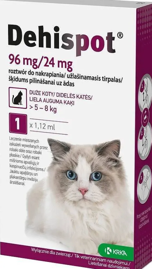 KRKA Dehispot Krople na robaki i pasożyty dla kota o wadze 5kg-8kg op. 1 pipeta