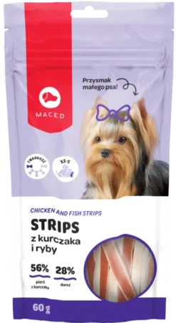 Maced Przysmak Strips z kurczaka i ryby dla psa op. 60g