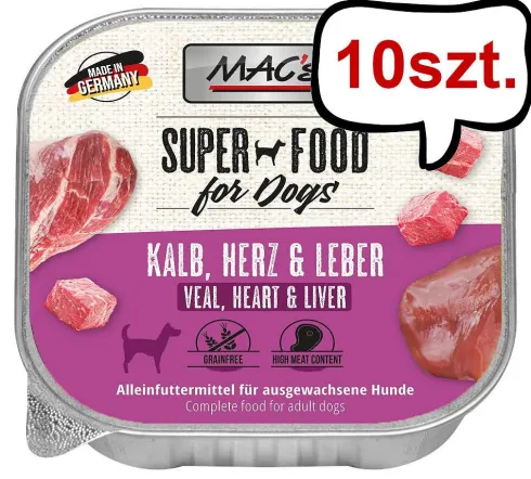 Mac's Adult Cielęcina z sercami i wątrobą Mokra Karma dla psa op. 150g Pakiet 10szt.