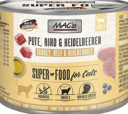 Mac's Adult Indyk z wołowiną i jagodami Mokra Karma dla kota op. 200g