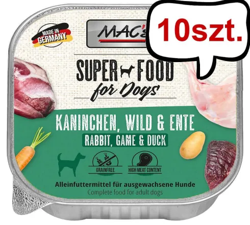 Mac's Adult Królik z dziczyzną i kaczką Mokra Karma dla psa op. 150g Pakiet 10szt.
