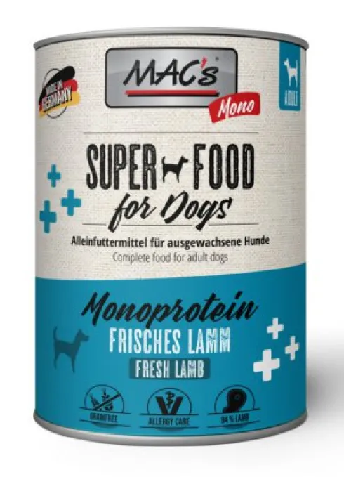 Mac's Adult Superfood Monoprotein Jagnięcina Mokra Karma dla psa op. 400g Pakiet 6szt.