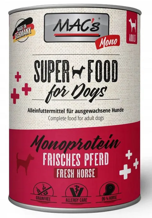 Mac's Adult Superfood Monoprotein Konina Mokra Karma dla psa op. 400g Pakiet 6szt.