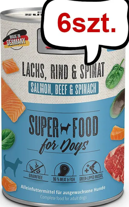 Mac's Adult Superfood Łosoś ze szpinakiem Mokra Karma dla psa op. 400g Pakiet 6szt.