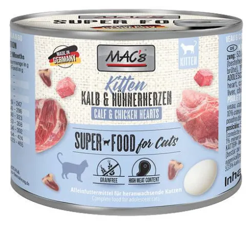 Mac's Kitten Cielęcina z kurzymi sercami Mokra Karma dla kociąt op. 200g