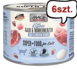 Mac's Kitten Cielęcina z kurzymi sercami Mokra Karma dla kociąt op. 200g Pakiet 6szt.