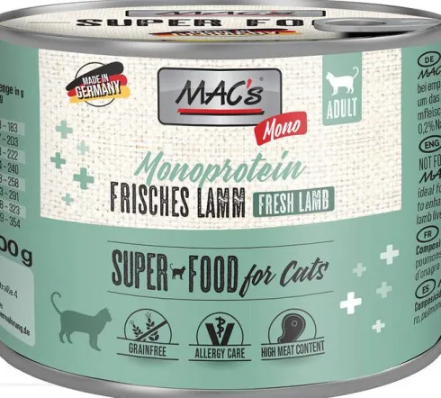 Mac's Monoprotein Jagnięcina Mokra Karma dla kota op. 200g