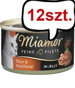 Miamor Feine Filets Adult Tuńczyk i jajo przepiórki Mokra Karma dla kota op. 100g Puszka Pakiet 12szt.