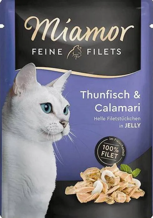 Miamor Feine Filets Adult Tuńczyk i kalmary Mokra Karma dla kota op. 100g SASZETKA Pakiet 12szt.